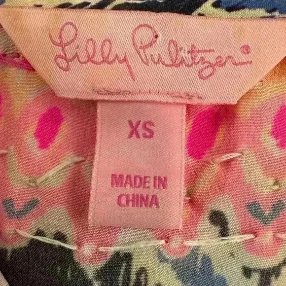 Lilly Pulitzer Oh My Cod Silk Renato Bead Dinner Tunic Top Shirt Blouse XS NWOT - Picture 8 of 9